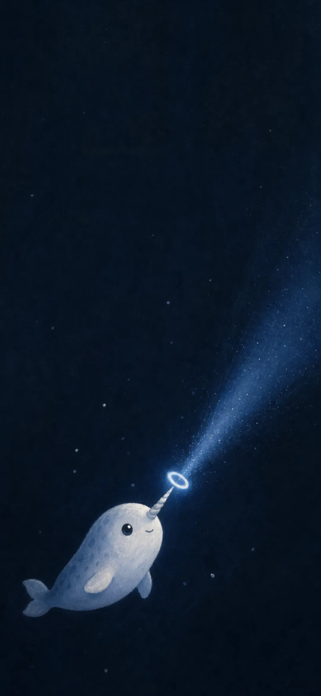 Narwhal with a glowing horn under the stars — free 4K live wallpaper