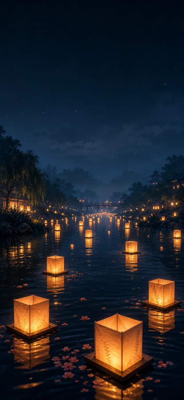 Lantern River — depth-effect wallpaper