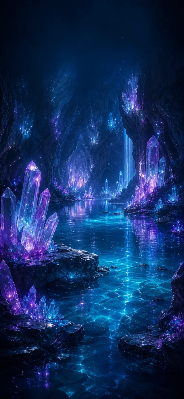 Crystal Cavern Pool — depth-effect wallpaper