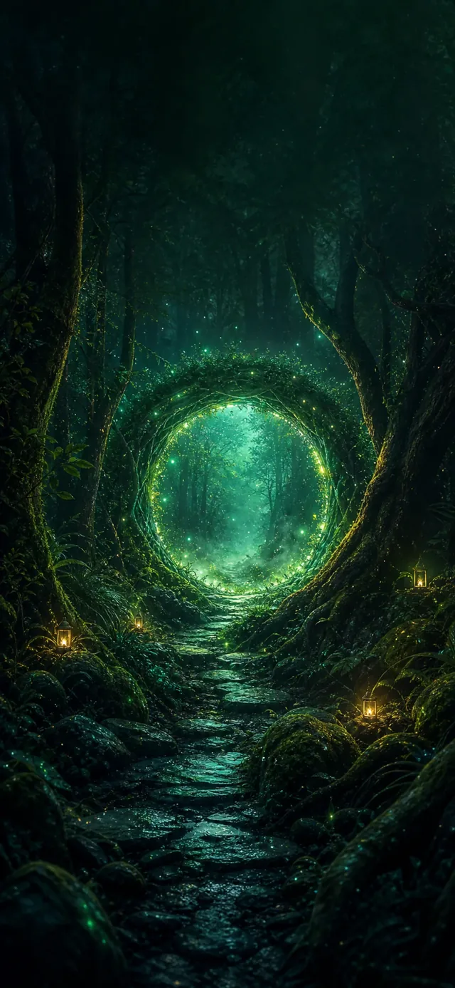 Emerald Forest Portal — depth-effect wallpaper